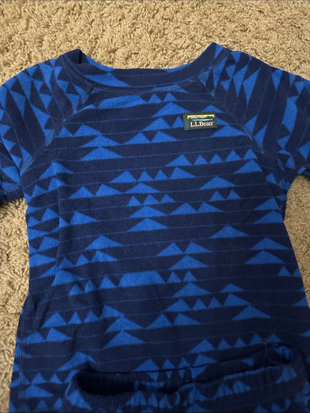 Blue Geo-Pattern Kids Fleece Base Layer Set - Picture 4 of 5
